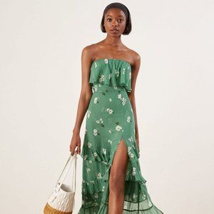 REFORMATION Indy Melrose Midi Dress, Green, Size 6